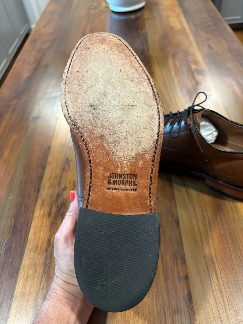 Johnston & Murphy Brown Calfskin Leather Melton Cap Toe Dress Shoes 10-1/2